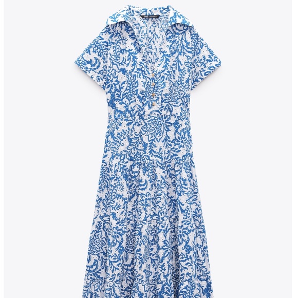ZARA EYELET PRINTED MIDI DRESS XS - Picture 1 of 8